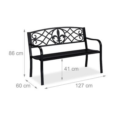Relaxdays Garden Bench with Fleur-de-lis Motif
