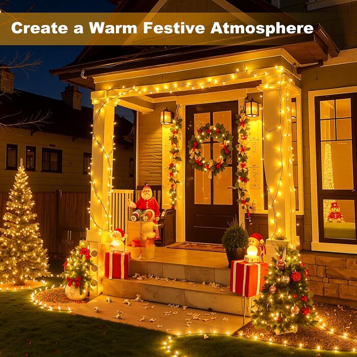 LED гірлянда для декорування приміщень та саду: 20 метрів, 1000 LED, 8 режимів, таймер, вологостійка, тепле світло. Підходить для ялинки, балкону, весілля та створення святкової атмосфери.