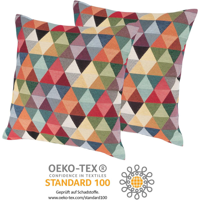 Selfitex 2-Piece Set 40x40 Colorful Throw Pillows including Cushion Inserts, Luxury Throw Pillows, Colorful Couch Pillow Set, High-Quality Couch Pillow Cover with Zipper, Colorful Pillow Decoration (Triangle)