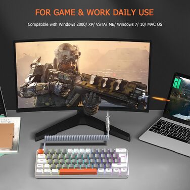 ZIYOU LANG T60 Pro: Механічна клавіатура та миша для геймінгу з USB-C, 60% UK Layout, Red Switch, 6400DPI RGB, для PC/Mac