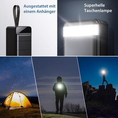 Power Bank PDBEST 50000 mAh з LED дисплеєм, PD 22.5W, QC 4.0, 4 виходи USB-C, ліхтарик, чорний