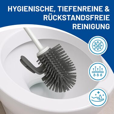 Набір для туалету Rival Recycling з щіткою для обідка унітазу – ергономічна щітка для унітазу з перероблених матеріалів, для швидкого та ретельного очищення, з тримачем (білий, Meiler)