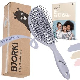 Дитяча щітка для волосся Bjorki® без пошкоджень, з навчальною наклейкою 1x1 - професійна щітка-розчісувач для дітей, проти ковтунів та посічених кінчиків (Cloud)