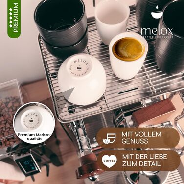 Набір порцелянових чашок для капучино та еспресо MELOX, білі, 200 мл та 90 мл (8 предметів)
