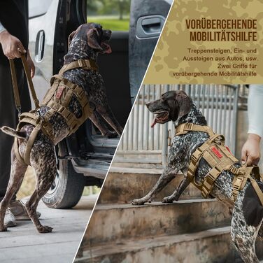 Шлейка для собак OneTigris SKYEWALKER з підтримкою, регульована підтримуюча шлейка з 2 ручками для собак середніх та великих розмірів, XL (M:14-27кг(Обіх:40-58см, Груди:60-81см)), Колір: Коричневий