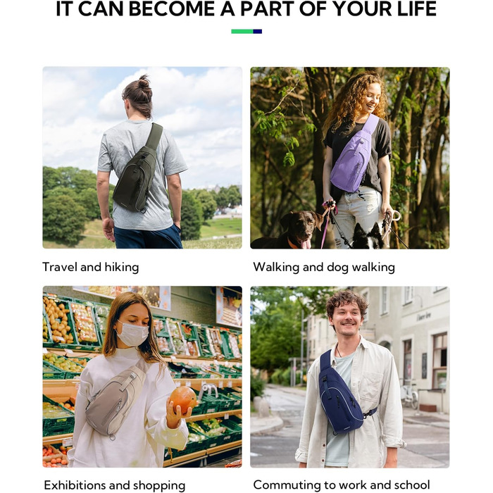 Чоловіча/Жіноча сумка через плече Waterfly: Messenger Bag, Sling Bag, Crossbody Bag для спорту, подорожей, велоїзди та піших прогулянок (Хакі)