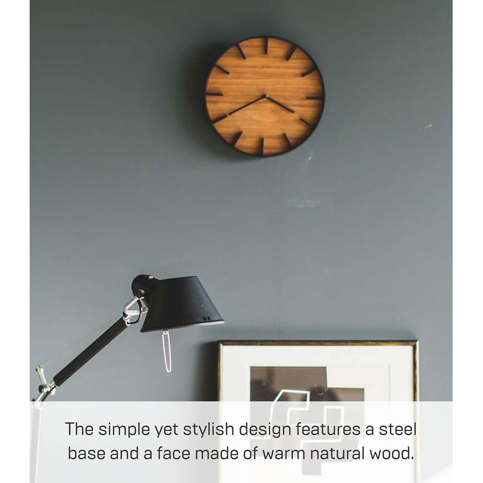 Yamazaki 4108 RIN Wall Clock, Black, Steel/Plywood, Minimalist Design, 26.5 x 4.2 x 26.5 cm (LxBxH)