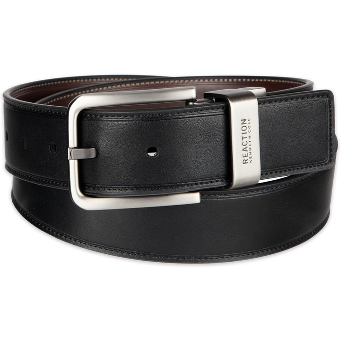 Чоловічий реверсивний шкіряний ремінь Kenneth Cole REACTION чорного та коричневого кольорів