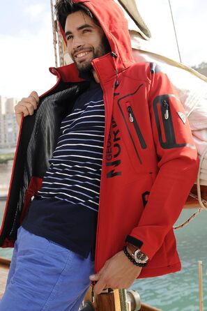 Чоловіча куртка Softshell Geographical Norway Tangata Outdoor функціональна, червоно-сіра, розмір S