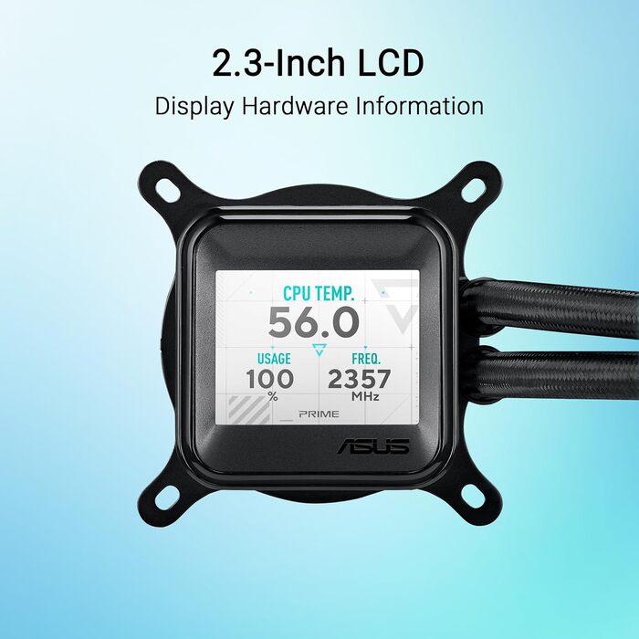 Система водяного охолодження ASUS Prime LC ARGB LCD - 3 вентилятори, чорний (Intel LGA 1851, 1700, 1200, 115X, AMD AM5, AM4)