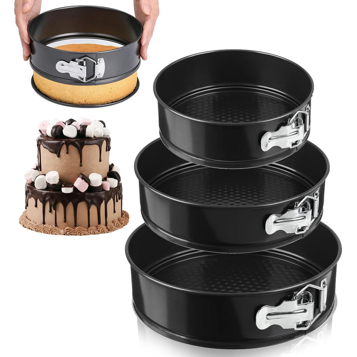 Набір форм для випічки LZYDKH 3 шт. (20/22/24 см) з антипригарним покриттям. Форми для кексів, торти та хліба. Знімний дно.