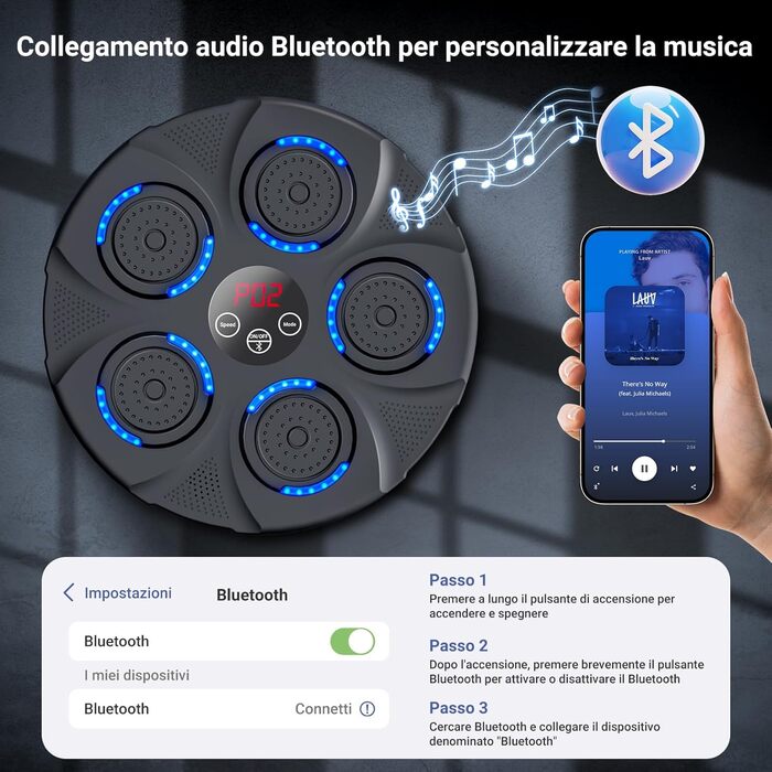 NVKHG Bluetooth Boxing Machine with Music - Portable Electronic Punching Bag for Adults & Kids with Boxing Gloves - Ideal Home, Office, Gym Equipment - XL