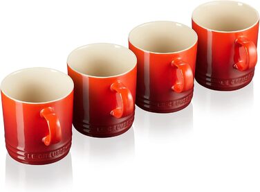 Le Creuset 4-Piece Stoneware Mug Set, 350 ml each, Cherry Red, 79113350600000