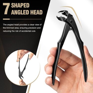 Кусачки для товстих нігтів, широкі губки, для пальців та ніг, гострі, для врослого нігтя, з довгим руків'ям, 5 шт. (чорний)