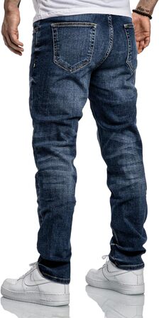 Чоловічі джинси Regular Straight Fit Denim Hose R7998, темно-сині (38W/34L), з ефектом зношеності