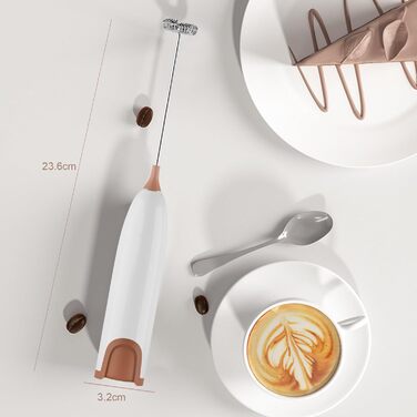 Електричний піноутворювач для молока Aischens: ручний міні-міксер для кави, вершків, яєць, лате, матча (білий-рожевий)