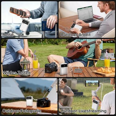 Power Bank Hichain 65W 20000mAh USB-C з кабелем, LED-дисплей, сріблястий - для MacBook, iPhone, Samsung, iPad