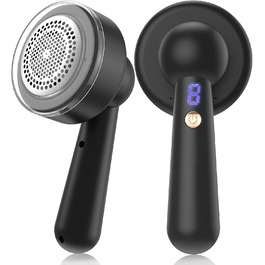 Електричний видальник ворсу з цифровим дисплеєм, 6-клінковий набір, USB-зарядка, 3 швидкості для одягу, меблів, чорний