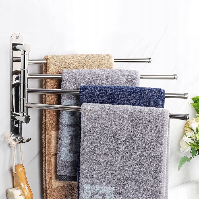 Поворотний вішак для рушників у ванну кімнату, настінний тримач-гачок