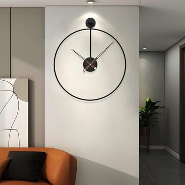 HAITANG Large Modern Living Room Clock, Black XXL Round Metal Wall Clock for Kitchen Office Bedroom, Vintage Wall Clocks, Battery Operated, Silent Clock Movement, Home Decoration, 60 cm