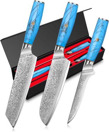 Ніж Kiritsuke Kochmesser з дамаської сталі Home Safety, 18.8 см, 67 шарів VG-10, ергономічна ручка, подарункова коробка