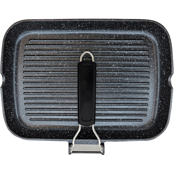 Гриль-сковорода Brieve Black Titanium індукційна, алюмінієва з антипригарним покриттям, складана, 34x24 см
