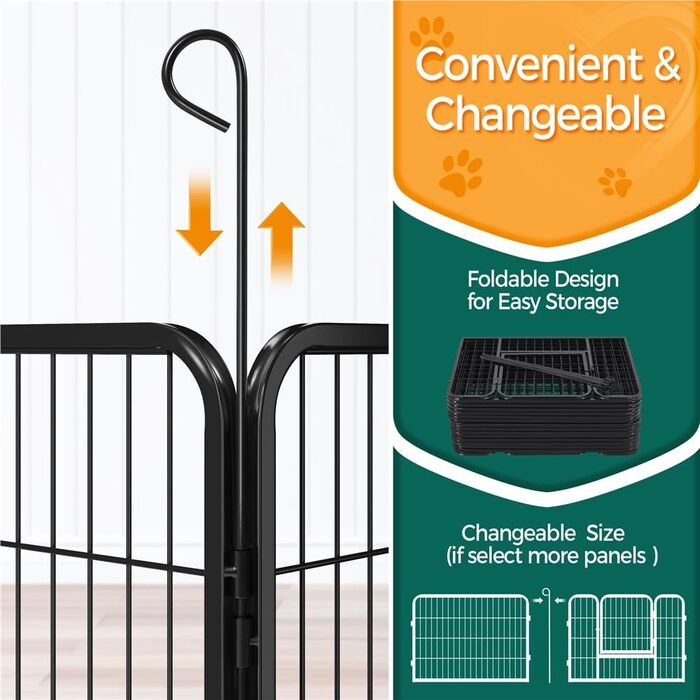 Вольєр для цуценят Yaheetech на 16 панелей, 80x60 см, чорний