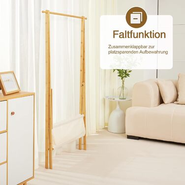 Легкий стійкий вішак для одягу Yorbay з бамбука з сумкою для зберігання, 149 см, натуральний колір