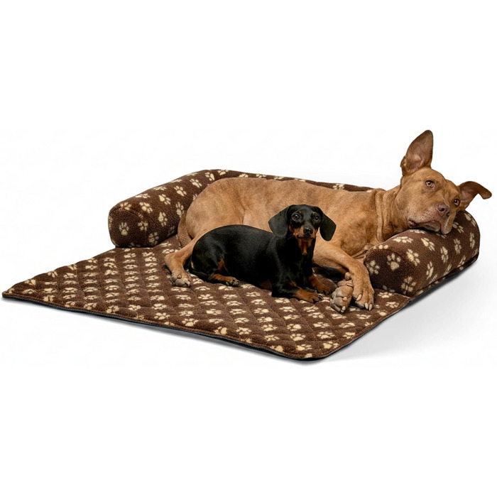 Захист для дивана від собаки - лежанка для собак, ковдра на диван - ручна виготовлення, захисна ковдра з бортиком - прання до 90 градусів, особливо м'яка - розмір: приблизно 90x90x13 см (плюш, коричневий, XL)