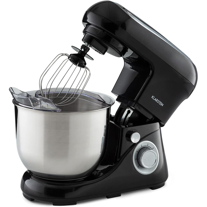 Klarstein 1300W Stand Mixer - Kitchen Machine for Baking, 6-Speed, 5L Bowl, Planetary Mixer with Dough Hook, Whisk & Beater - Black