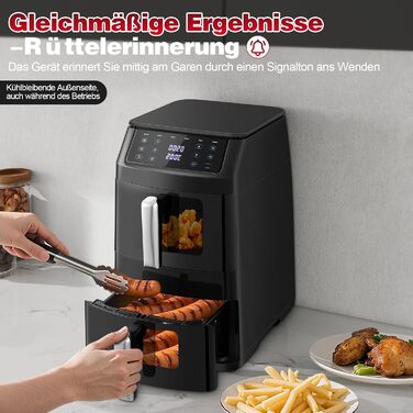 Аерофритюрниця TopStrong Doppelkammer 11л, 2500 Вт, 6 функцій, з оглядовим вікном, вертикальна, подвійна камера, для рівномірного приготування