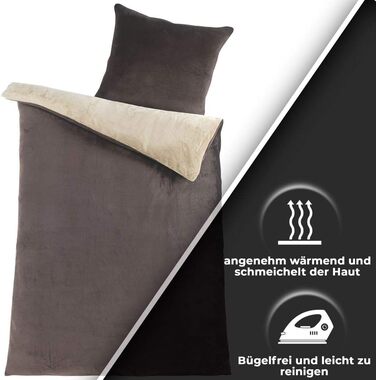 Комплект постільної білизни DreamHome Winter Wende з плюшу 135x200, Nicky-Teddy, Cashmere Touch, кораловий фліс, колір: коричнево-бежевий