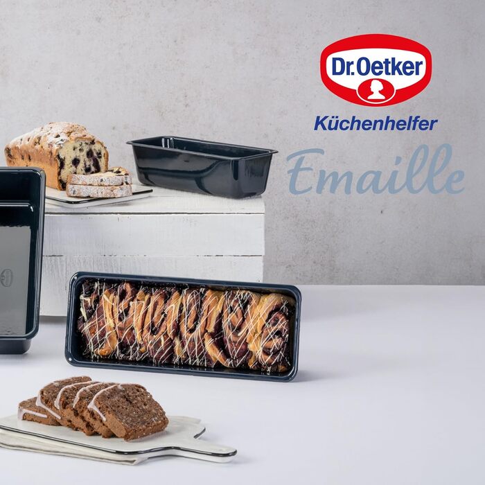 Dr. Oetker Casserole/Bread/Cake Pan, 30 cm Baking - Lovely Enamel, robust, with scratch-resistant enamel sealing, for juicy cakes and hearty breads, Quantity: 1 piece, Color: blue
