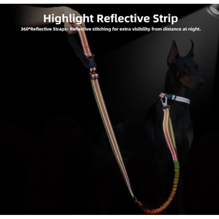 Міцна повідок для собак COSYHOMELONDON, без натягу, з амортизатором, для прогулянок та тренувань, з кріпленням для авторемня, 1,2 - 1,8 м, кольорова