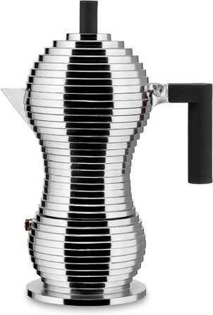 Кавоварка Alessi Pulcina, чорна, алюміній, 5.4 x 14.5 x 33.5 см, на 6 чашок