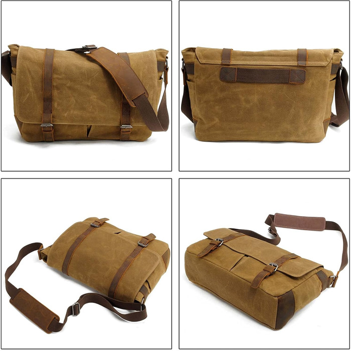 Водонепроникна фотосумка Neuleben для DSLR, наплічна, вінтаж, велика, з канвасу та шкіри, зелена