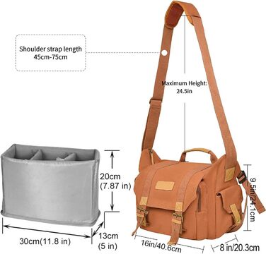 Сумка для камери CADeN з канвасу, вінтажна фотосумка на плече, для компактних DSLR/SLR камер Sony, Nikon, Canon, сумісна з об'єктивами, колір: Coffee 3.0