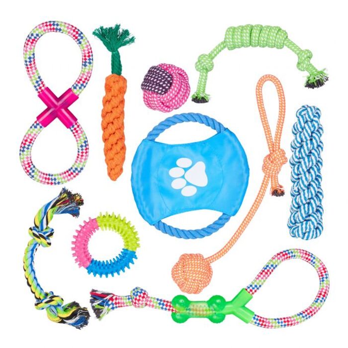 Relaxdays Dog Toy Set, 10-Piece