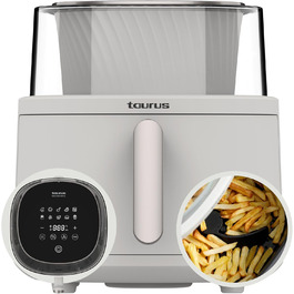 Фритюрниця Taurus Aero Crisp Spin 6L з обертальним механізмом, 6л, 1550 Вт, до 200°C, сучасний дизайн, біла