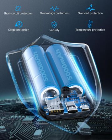 Powerbank 10000mAh Mini: Компактний зовнішній акумулятор для зарядки телефону. Micro USB + USB-C