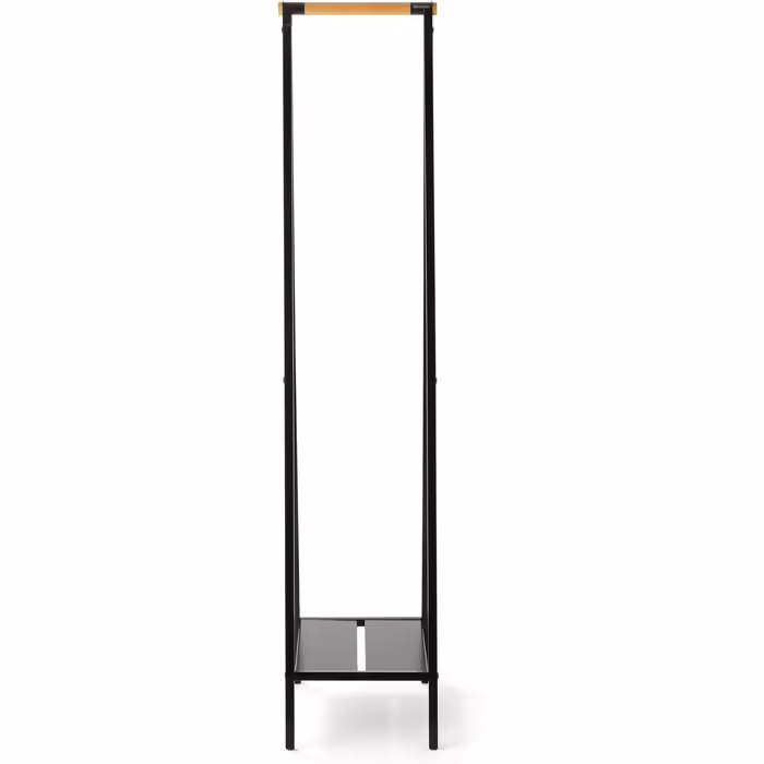 Brabantia - Linn Clothes Rail, Compact - Freestanding Clothes Rack - For Clothes - Hanging, Airing & Drying Clothes - Sturdy Steel Frame & Bamboo Rail - 47.6 cm x 34 cm x 170 cm - Matte Black