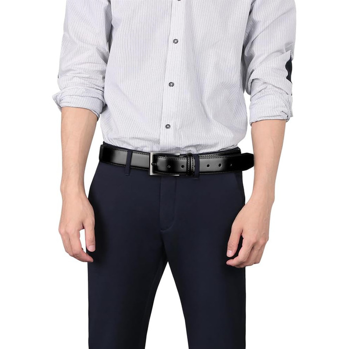 Чоловічий шкіряний ремінь Flintronic, 90/100/110/120/130 см. Металевий ремінь у стилі ретро, 33 мм. Підходить для джинсів, костюмів. Колір: чорний. Розмір: 92 (загальна довжина 100 см)