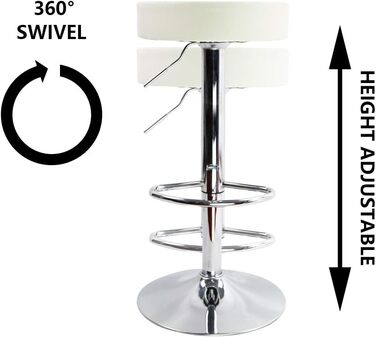 KKTONER Adjustable Height Swivel Bar Stool - SPA, Office & Beauty - PU Leather (White)