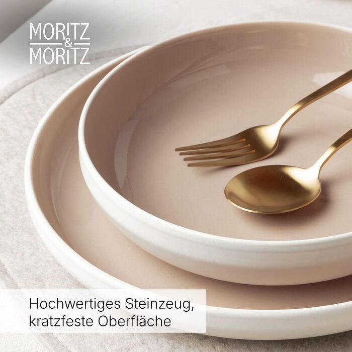 Набір керамічного посуду Moritz & Moritz Cavo на 6 осіб, 24 предмети, колір мигдалевий (Almond) — сучасний сервіз з тарілками, мисками та чашками
