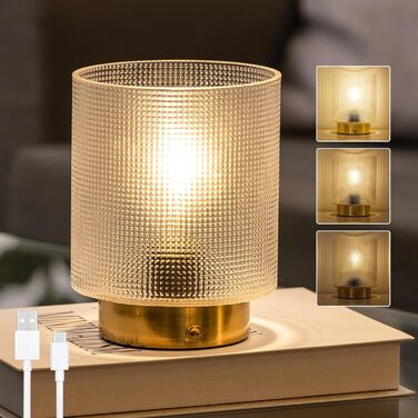 Бездротова настільна лампа з таймером, вінтажний дизайн, LED, скло, для дому та вулиці, диммування, сірий колір, розмір L