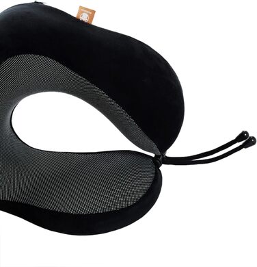 Подушка для шиї з піною з пам'яті, 360-градусна підтримка голови, зручна та легка, ідеальна для сну в літаку, авто, поїзді, автобусі та вдома, з чохлом для зберігання (Чорна)