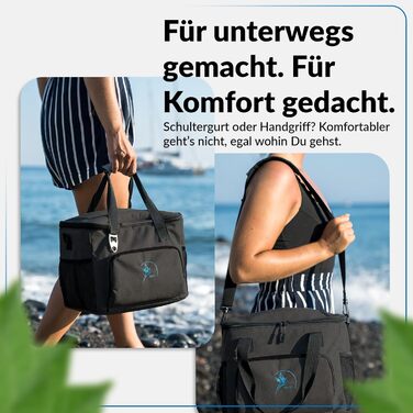 Ізольована сумка-холодильник 20/30L (складніша) для пікніка, роботи, покупок - чорна сумка-холодильник з PEVA матеріалом, 10-12 годин охолодження, з відкривачем для пляшок