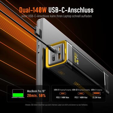 Power Bank AOHI 240W для ноутбуків 27600mAh (99.3Wh) з підтримкою PD 3.1. Ідеально для MacBook Pro, iPad Pro, iPhone, Galaxy, Steam Deck. Сірий колір.