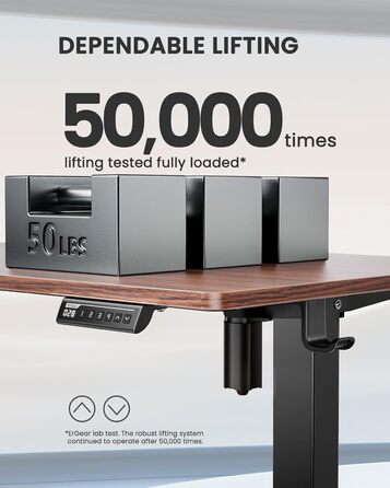 Електричний регульований стіл ErGear 100x60 см з пам'яттю, для дому та офісу, з з'єднувальною панеллю