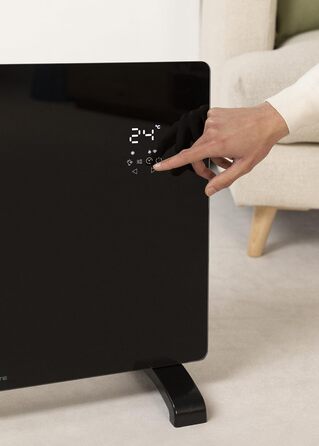 Електричний конвектор CREATE/WARM Crystal 2000W з WiFi, LED-сенсорний екран, 2 режими (1500W, Чорний)